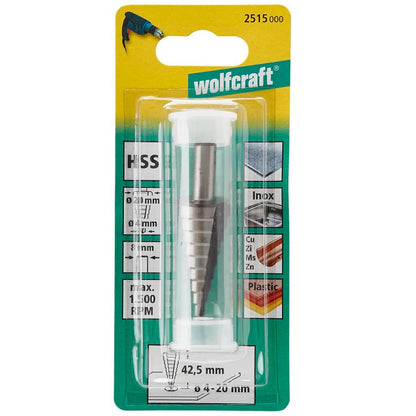 wolfcraft Step Drill Bit 8 mm 4-20 mm HSS Grey 2515000