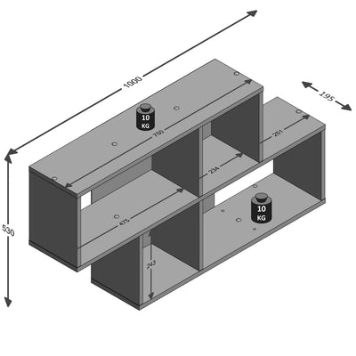 Wall-mounted Shelf with 4 Compartments Concrete and White