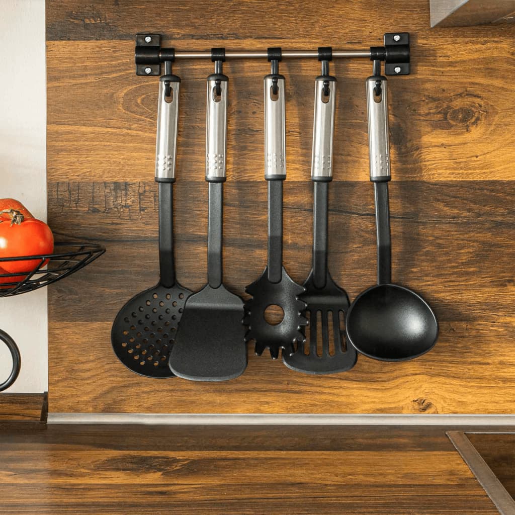 HI 6 Piece Kitchen Tool Set Black and Silver