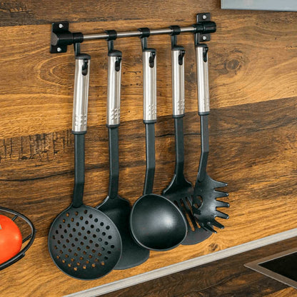 HI 6 Piece Kitchen Tool Set Black and Silver