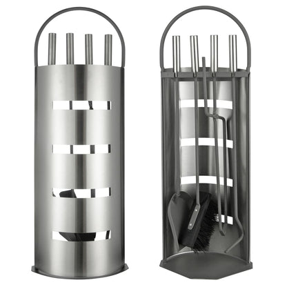 HI Fireplace Tool Set 5 pcs Silver 23x14.5x66 cm