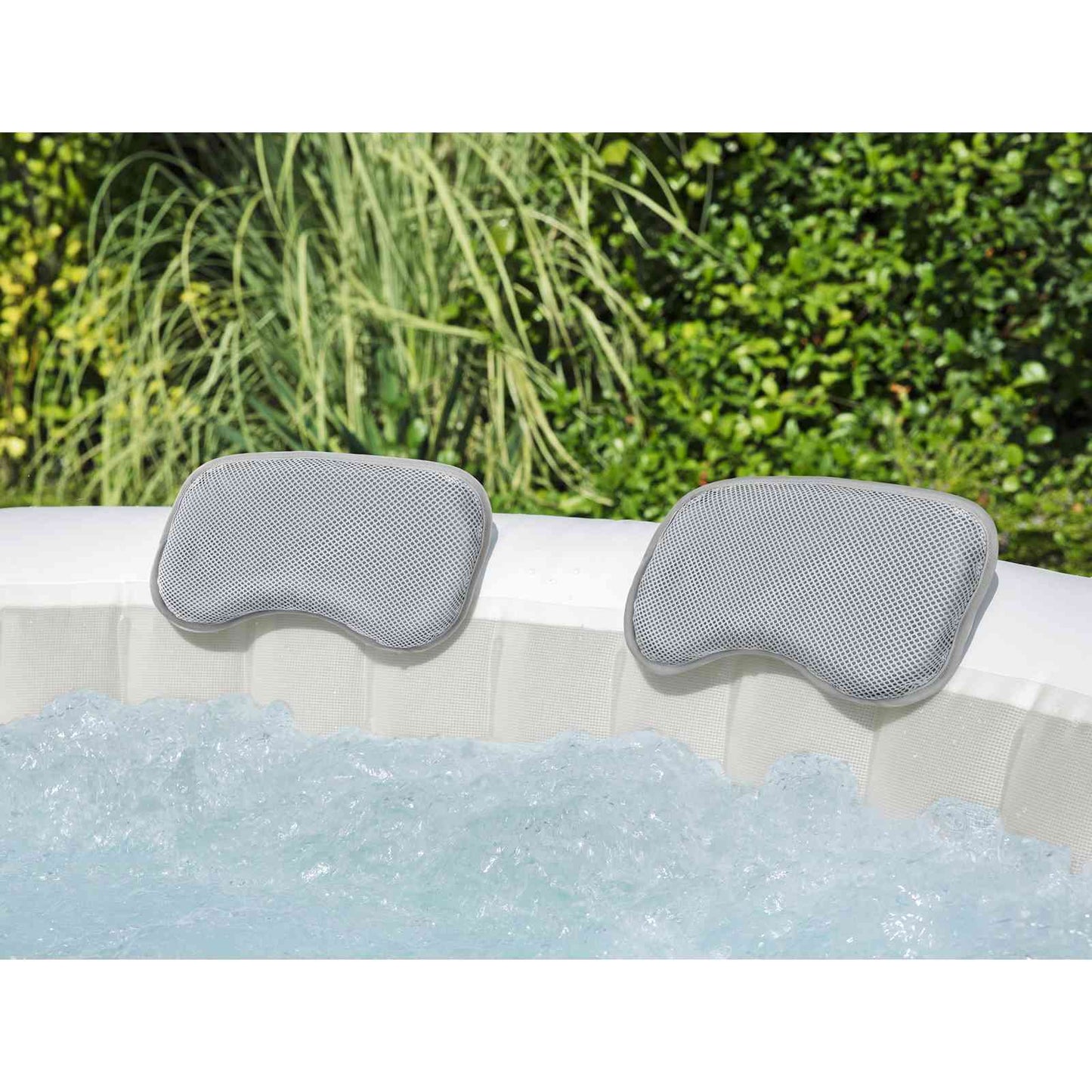 Spa Bath Pillow 2 pcs Steel and PVC Grey