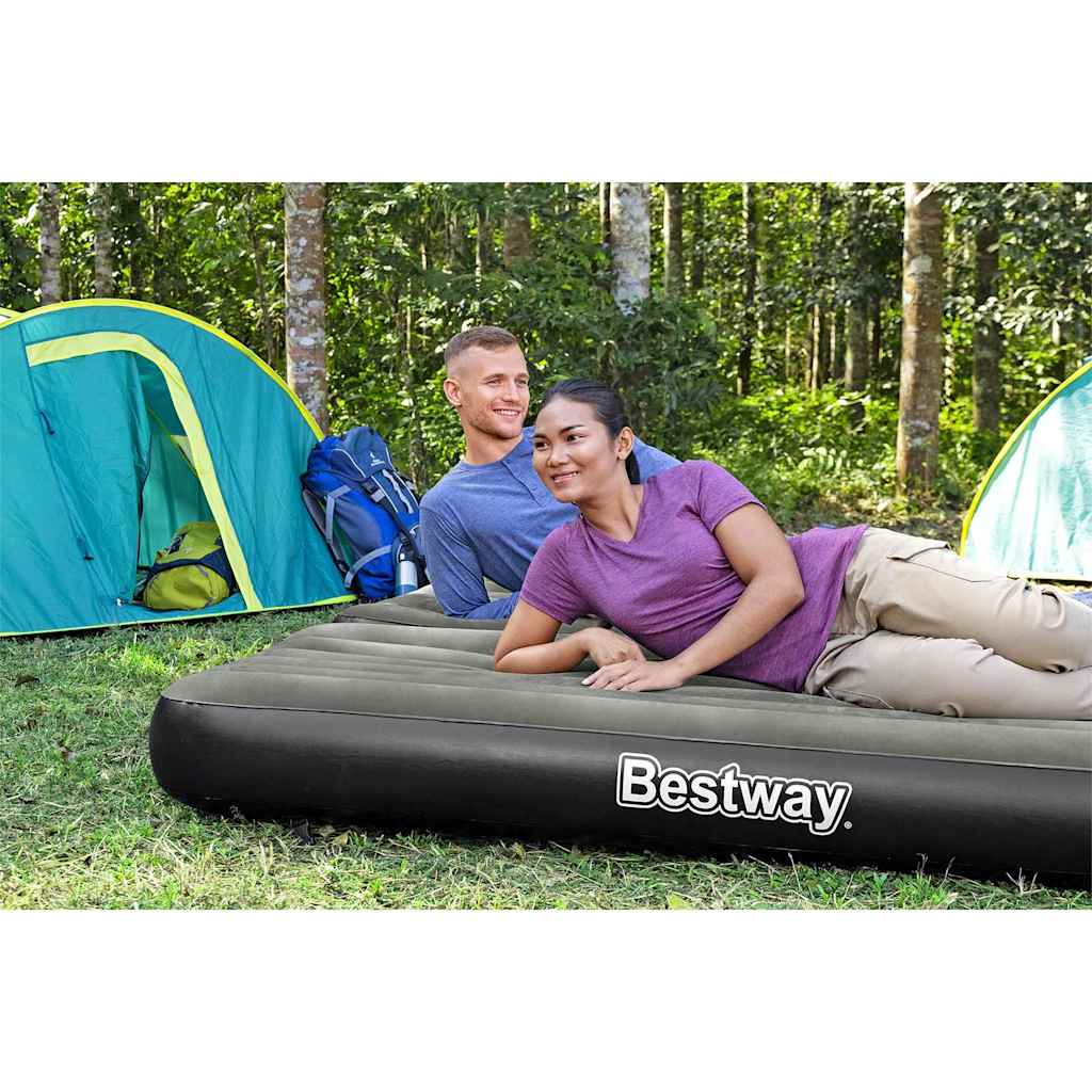 3-in-1 Inflatable Airbed Black and Grey 188x99x25 cm