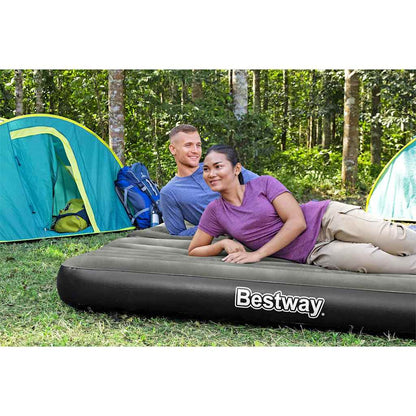 3-in-1 Inflatable Airbed Black and Grey 188x99x25 cm