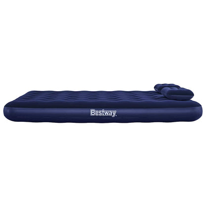 Inflatable Flocked Airbed with Pillow and Air Pump 203 x 152 x 22 cm 67374
