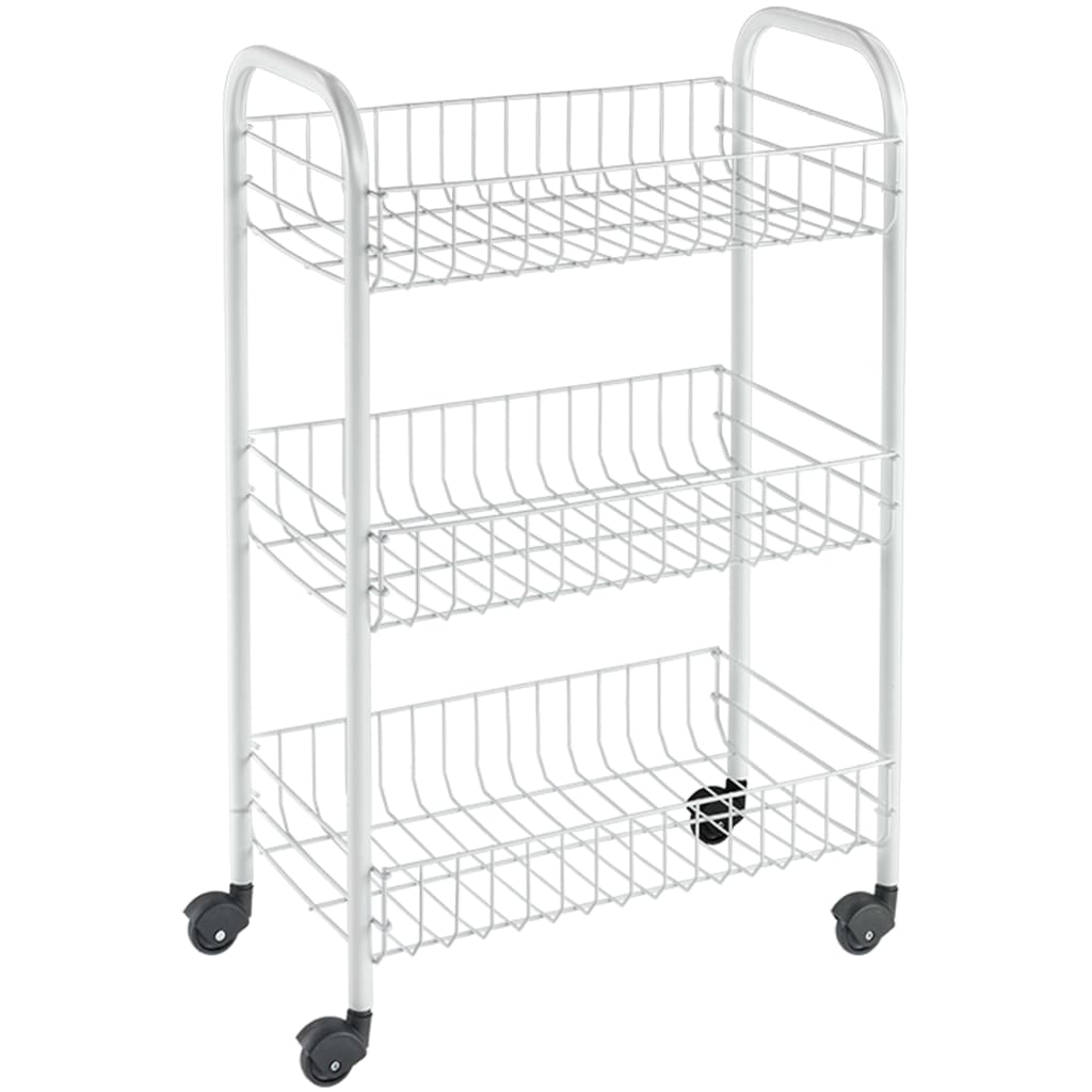 Metaltex Kitchen Trolley with 3 Baskets Siena White