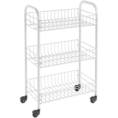 Metaltex Kitchen Trolley with 3 Baskets Siena White