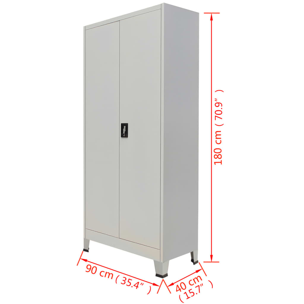 Office Cabinet with 2 Doors Steel 35.4"x15.7"x70.9" Gray