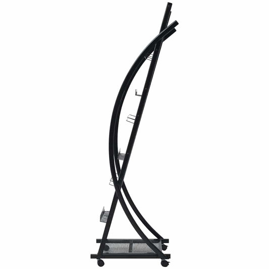 Magazine Rack | Black | Steel frame and MDF board | Large | Portable