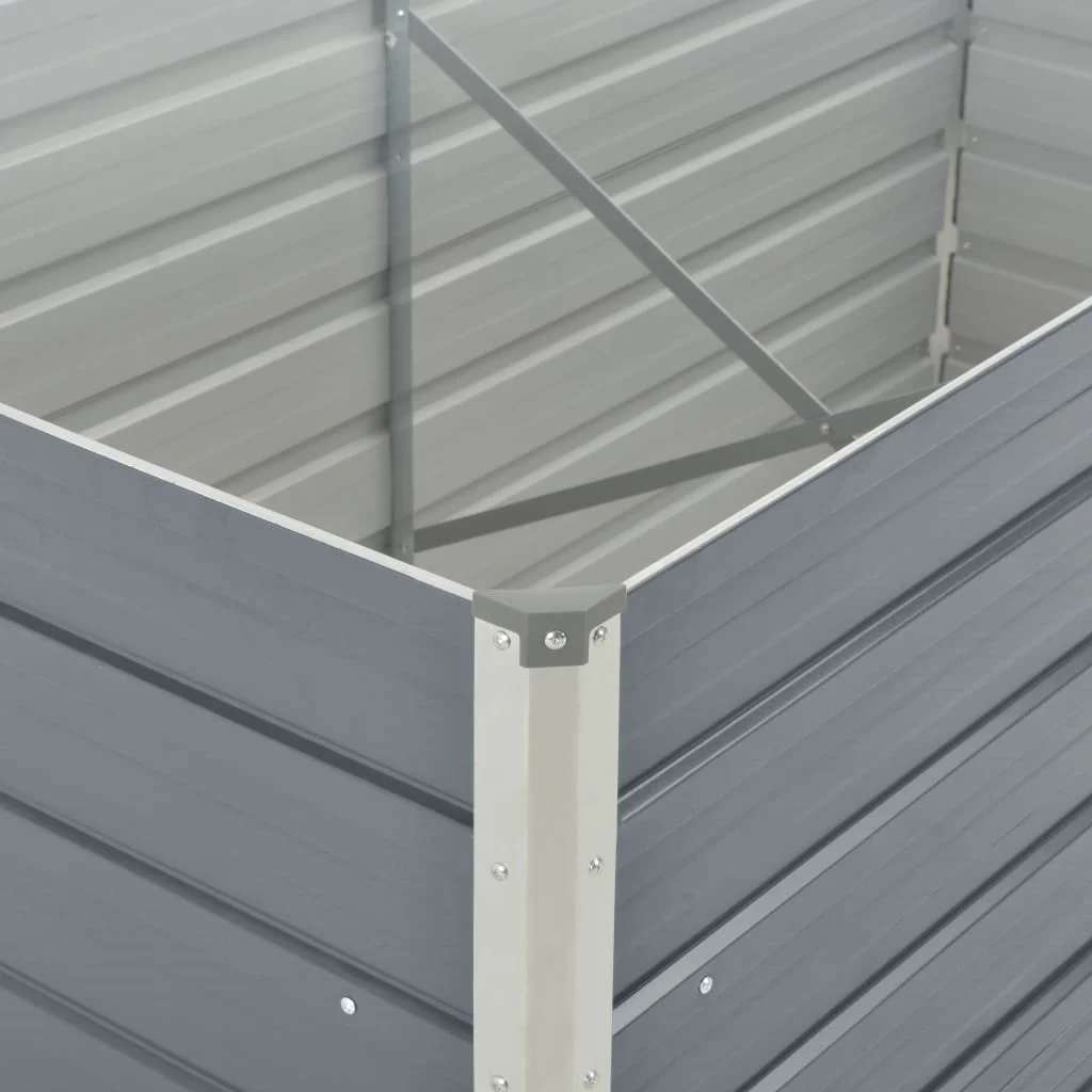 Raised Garden Bed 160x80x77 cm Galvanised Steel Grey