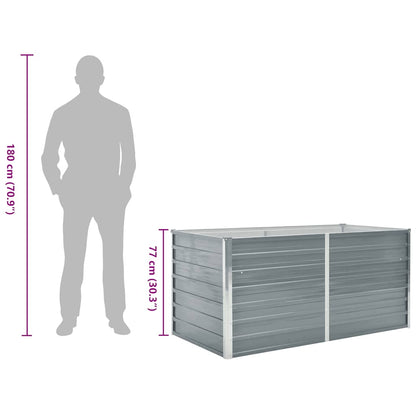 Raised Garden Bed 160x80x77 cm Galvanised Steel Grey