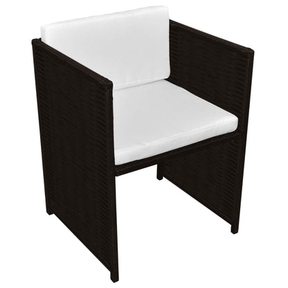 3 Piece Bistro Set with Cushions Poly Rattan Brown