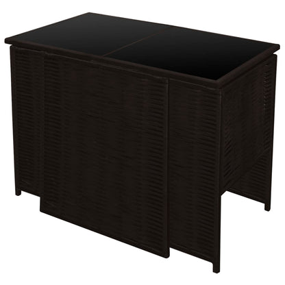 3 Piece Bistro Set with Cushions Poly Rattan Brown