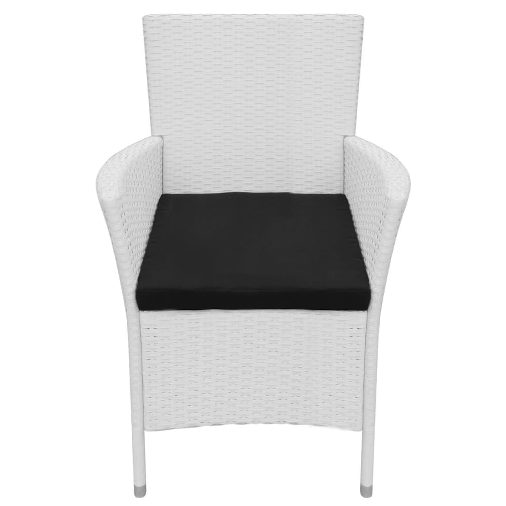 9 Piece Patio Dining Set Poly Rattan Cream White