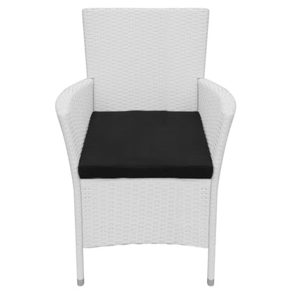 9 Piece Patio Dining Set Poly Rattan Cream White