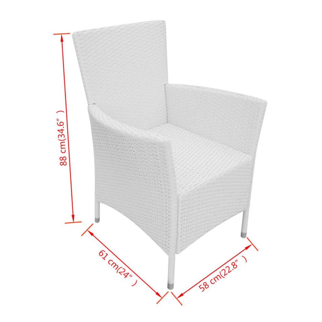 9 Piece Patio Dining Set Poly Rattan Cream White