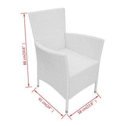 9 Piece Patio Dining Set Poly Rattan Cream White