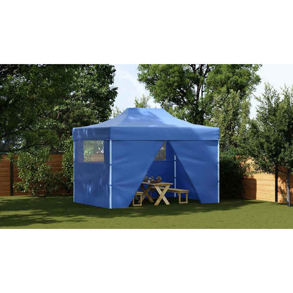 Foldable Tent Pop-Up with 4 Side Walls 3x4.5 m Blue