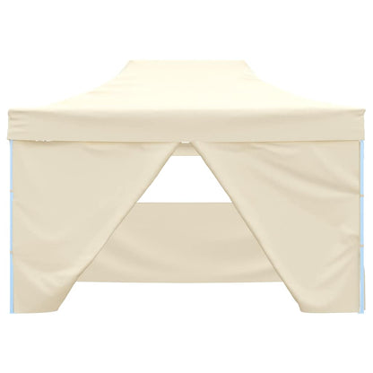Foldable Tent Pop-Up with 4 Side Walls 3x4.5 m Cream White