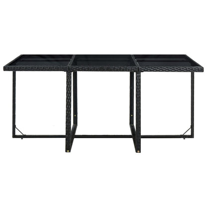 11 Piece Patio Dining Set with Cushions Poly Rattan Black