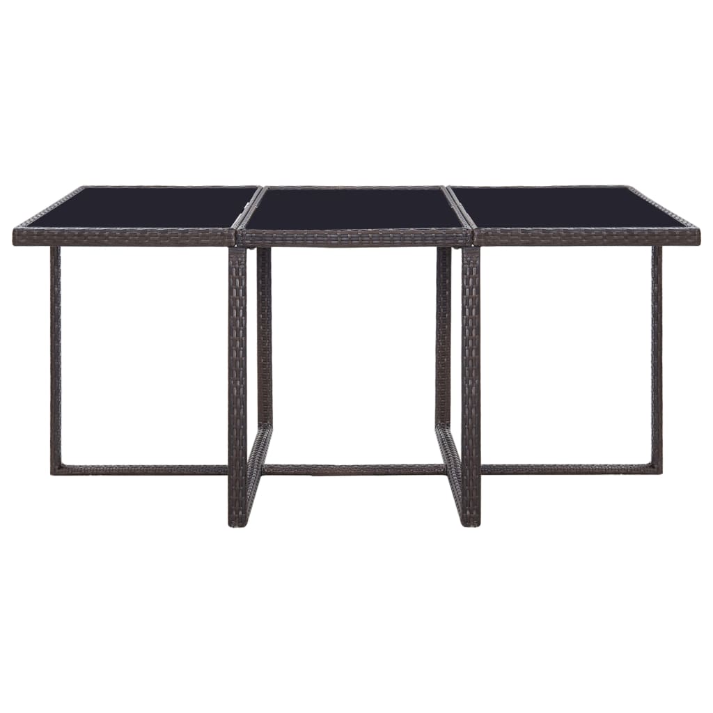 11 Piece Patio Dining Set with Cushions Poly Rattan Brown
