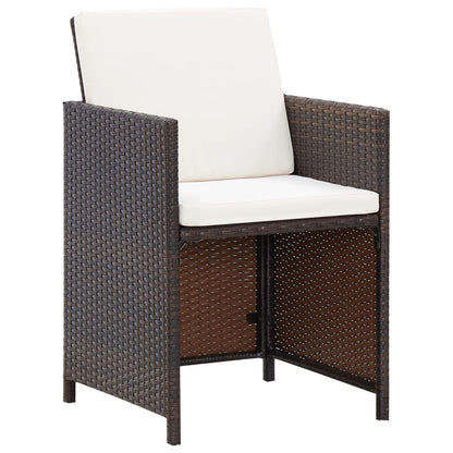 11 Piece Patio Dining Set with Cushions Poly Rattan Brown