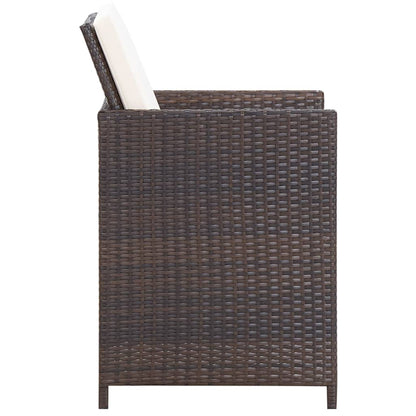 11 Piece Patio Dining Set with Cushions Poly Rattan Brown