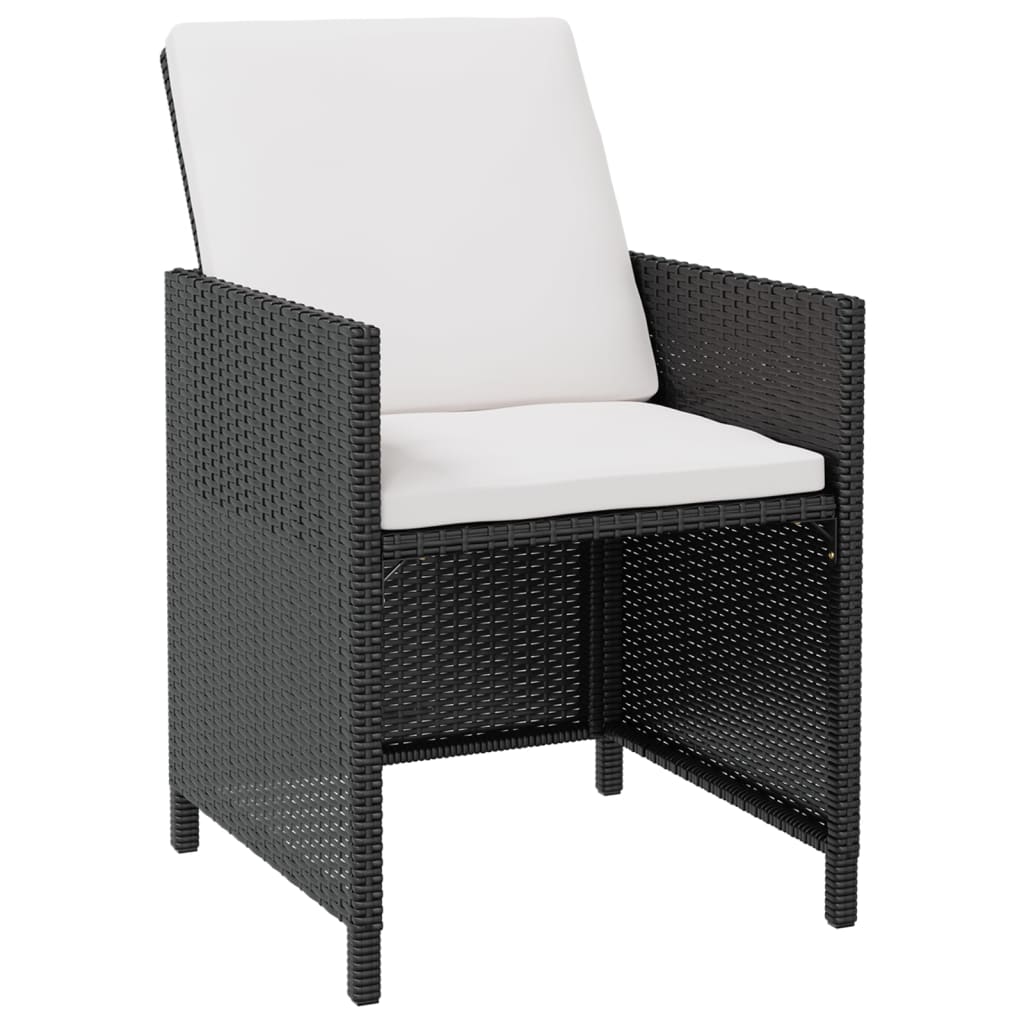 11 Piece Patio Dining Set Poly Rattan and Acacia Wood Black
