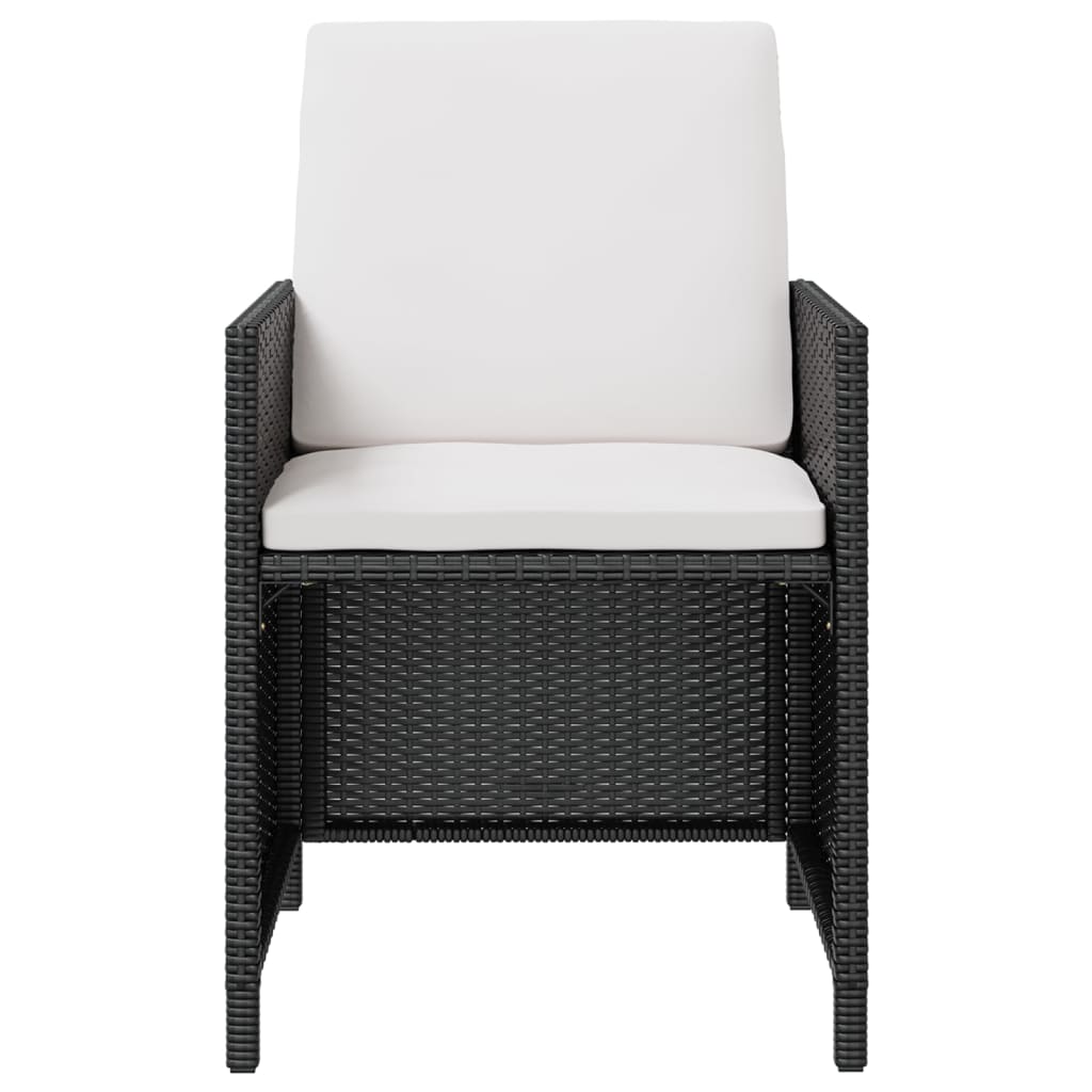 11 Piece Patio Dining Set Poly Rattan and Acacia Wood Black