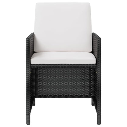 11 Piece Patio Dining Set Poly Rattan and Acacia Wood Black