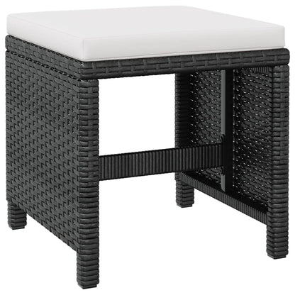 11 Piece Patio Dining Set Poly Rattan and Acacia Wood Black