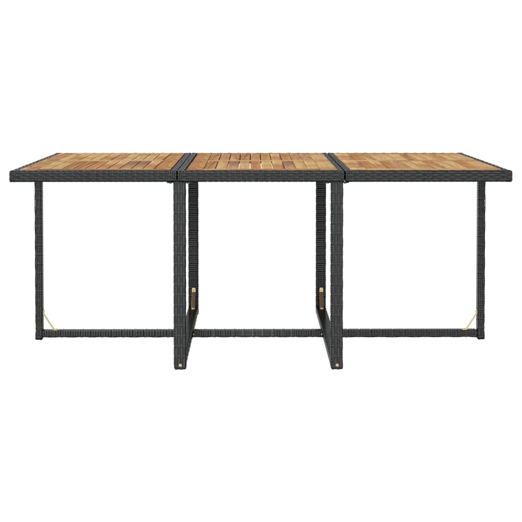 11 Piece Patio Dining Set Poly Rattan and Acacia Wood Black
