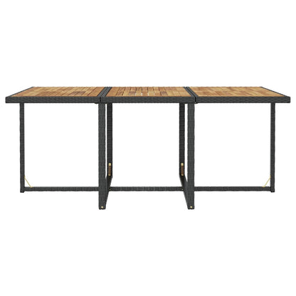 11 Piece Patio Dining Set Poly Rattan and Acacia Wood Black