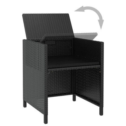 13 Piece Patio Dining Set Poly Rattan and Acacia Wood Black