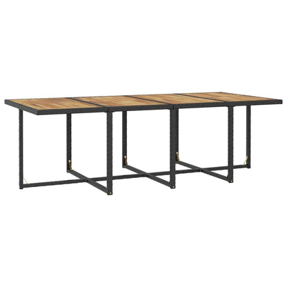 13 Piece Patio Dining Set Poly Rattan and Acacia Wood Black