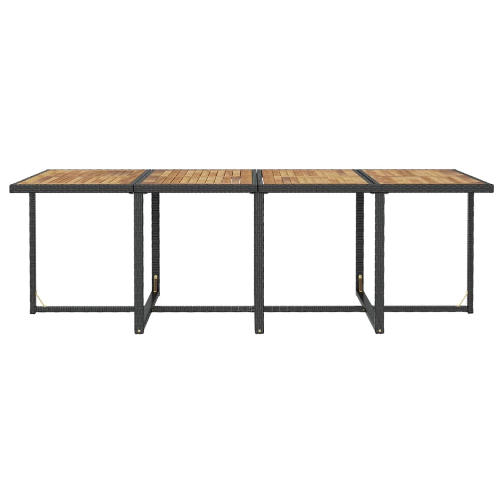 13 Piece Patio Dining Set Poly Rattan and Acacia Wood Black
