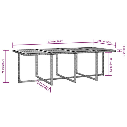 13 Piece Patio Dining Set Poly Rattan and Acacia Wood Black