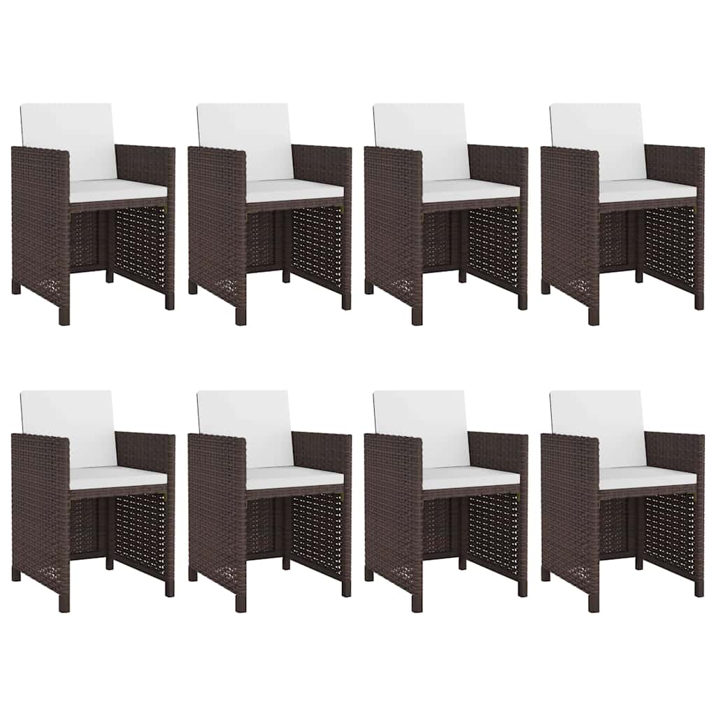 42544 vidaXL 9 Piece Outdoor Dining Set with Cushions Poly Rattan Brown