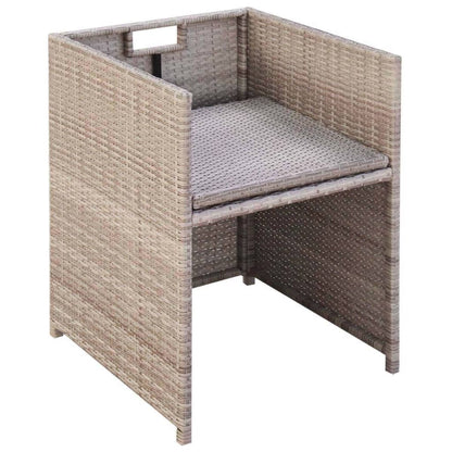 11 Piece Patio Dining Set with Cushions Poly Rattan Beige
