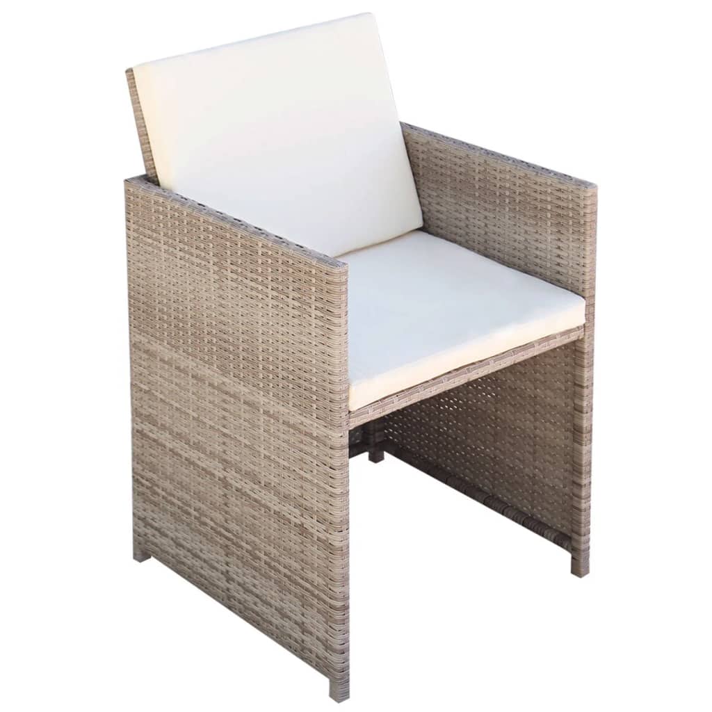 13 Piece Patio Dining Set with Cushions Poly Rattan Beige