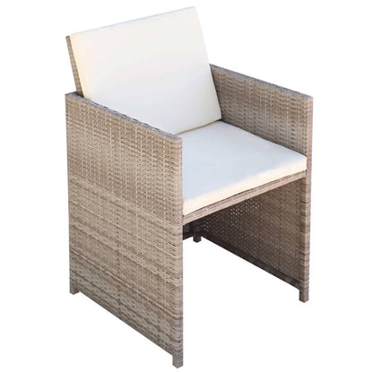 13 Piece Patio Dining Set with Cushions Poly Rattan Beige