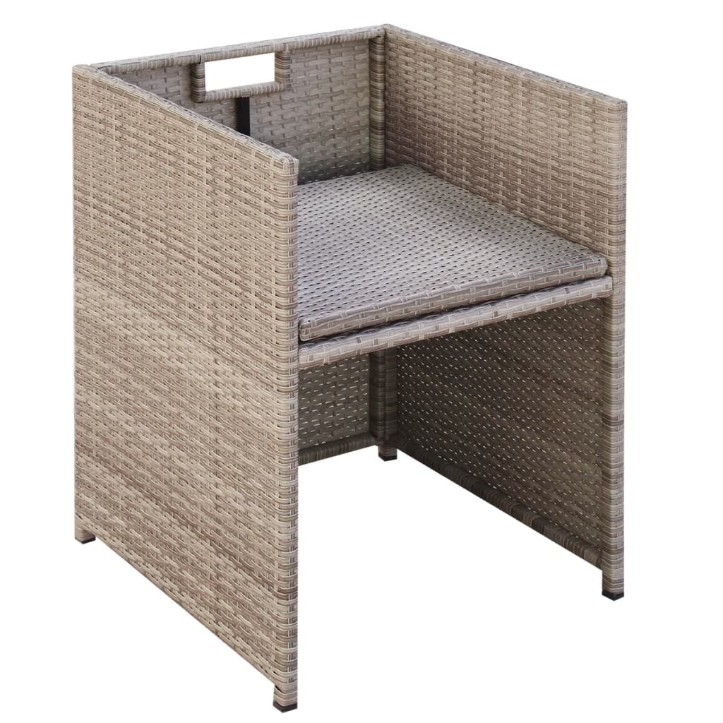13 Piece Patio Dining Set with Cushions Poly Rattan Beige