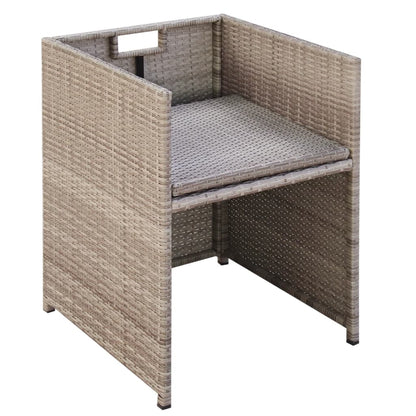13 Piece Patio Dining Set with Cushions Poly Rattan Beige