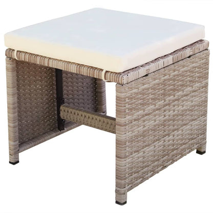 13 Piece Patio Dining Set with Cushions Poly Rattan Beige