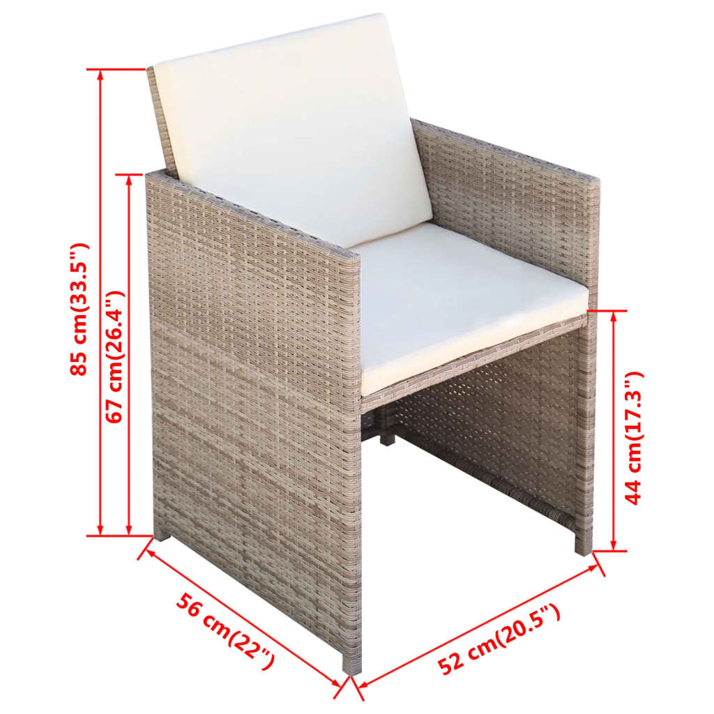 13 Piece Patio Dining Set with Cushions Poly Rattan Beige