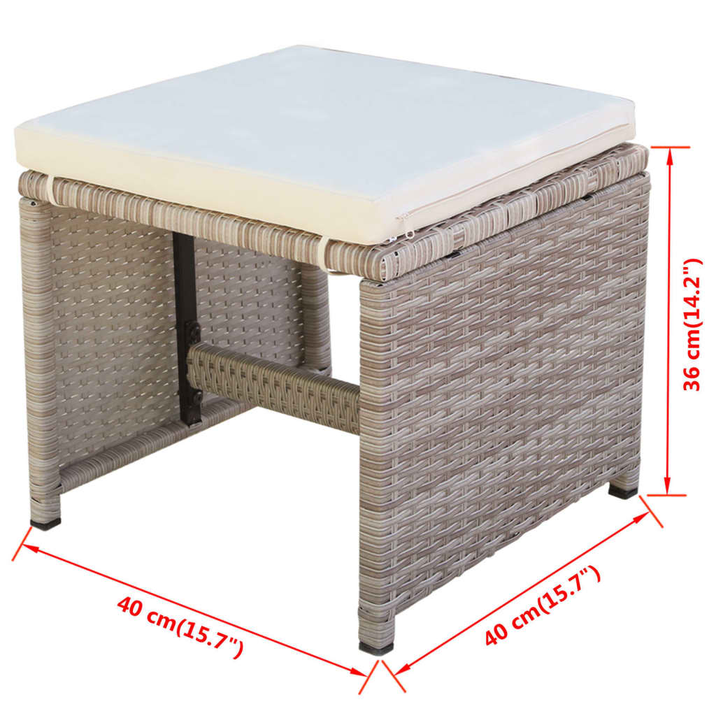 13 Piece Patio Dining Set with Cushions Poly Rattan Beige