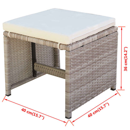 13 Piece Patio Dining Set with Cushions Poly Rattan Beige