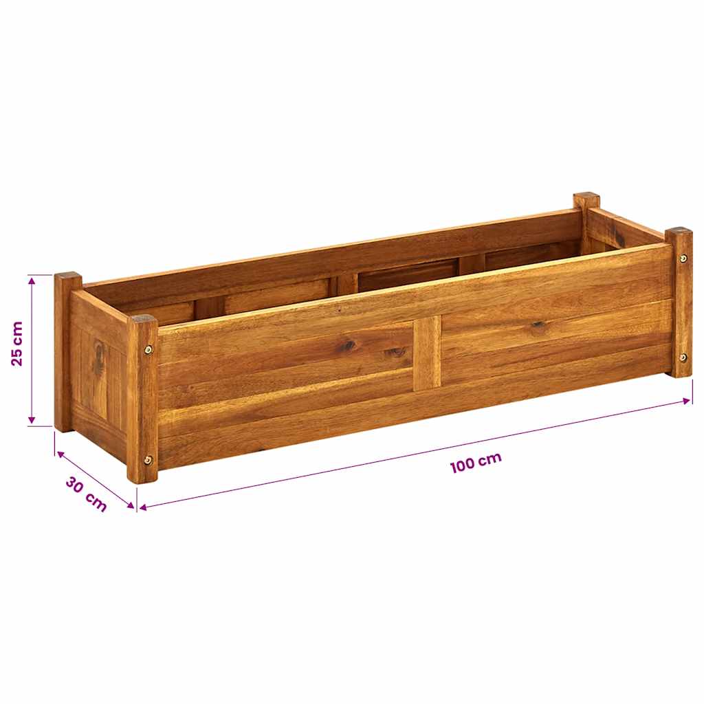 Garden Raised Bed Acacia Wood 100x30x25 cm