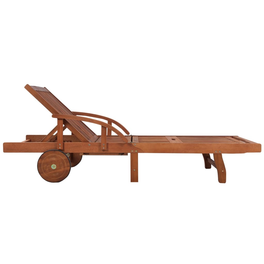 Sun Lounger And Table | Brown | Solid acacia wood | Standard | Foldable