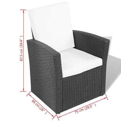 4 Piece Patio lounge set with Cushions Poly Rattan Black
